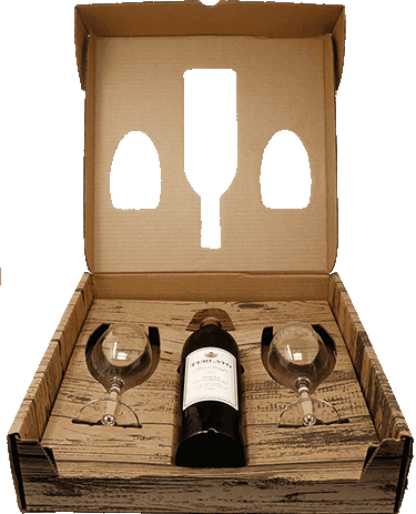 dark wood grain holiday gift box for wine